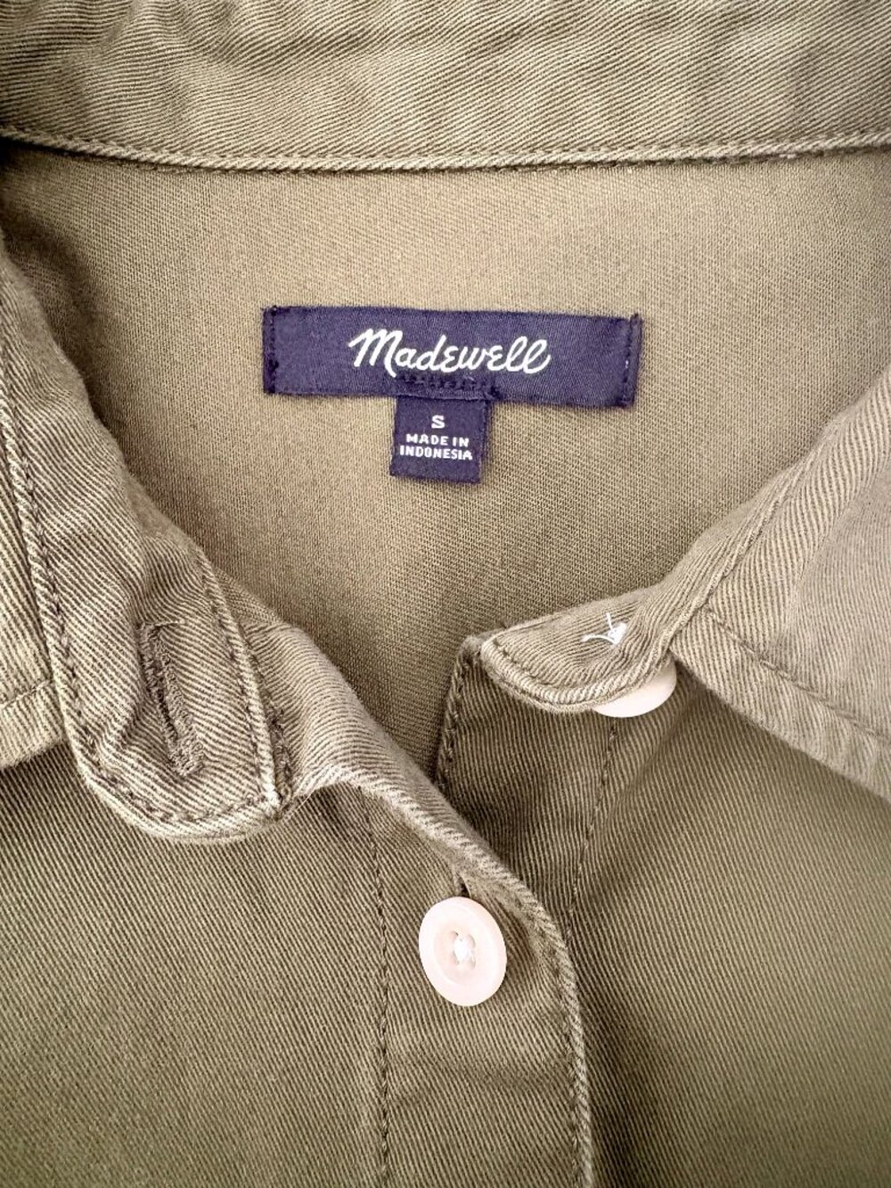 Madewell Olive Green Long-Sleeve Button-Up Shirt - Picture 4 of 5